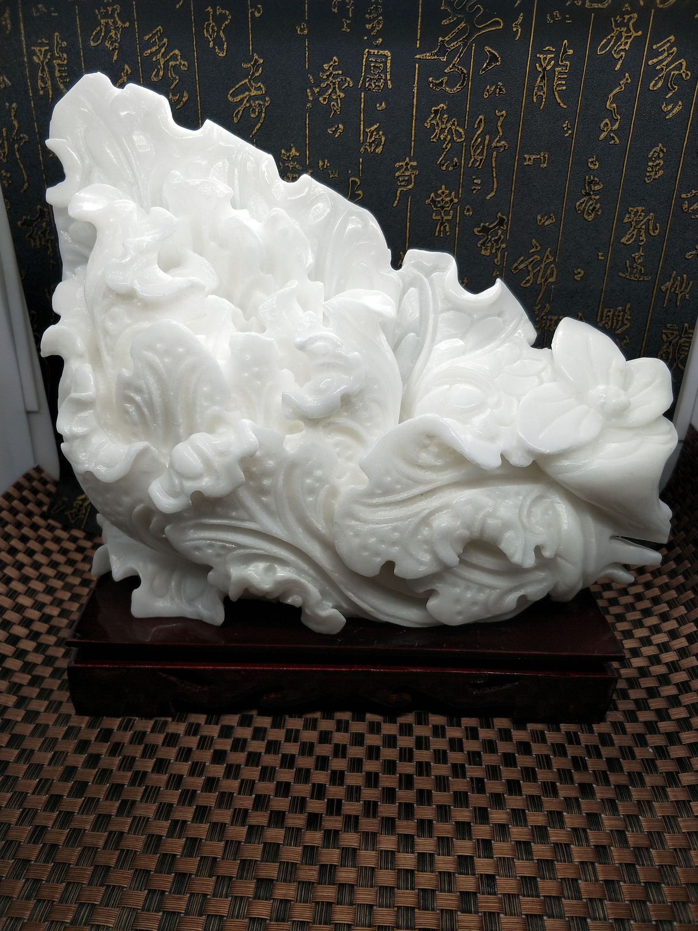 汉白玉白菜百财汉白玉石刻石雕创意时尚工艺品家居小摆件摆设