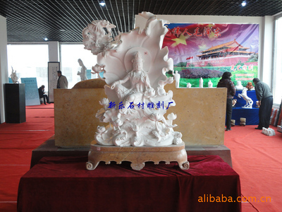 【供应汉白玉观音雕像 石雕小工艺品 佛像观音雕刻 石雕观音FX-607】价格,厂家,图片,石膏、石料工艺品,新乐市石材雕刻厂-