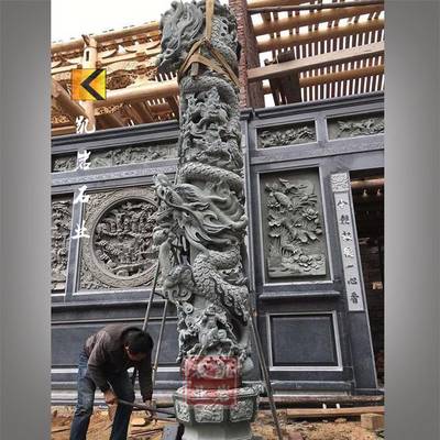 销售石雕龙柱 寺院青石龙柱雕塑 石雕盘龙柱加工厂